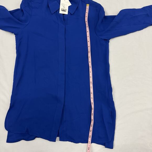 NWT $295 VINCE Royal Cobalt Blue 100% Silk Button Down Shirt Top Blouse Size 6 - Picture 6 of 8
